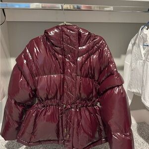 Ulla Johnson Shiny Burgundy Puffer Jacket